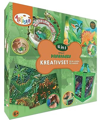 ARTISTA 9302103 Kreativset Dinosaurier 4in1, DIY-Kit für Kinder, Bastelset ab 6 Jahren