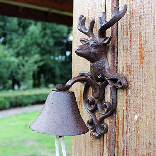 Cast Iron Bell - Welcome Entry Door Bell Antique Doorbell Decoration Front Door Interior Exterior Decor Black Cast Iron Doorbell Retro Manor Wind Chime Wall Hanging Frame Decoration Outdoor decoration