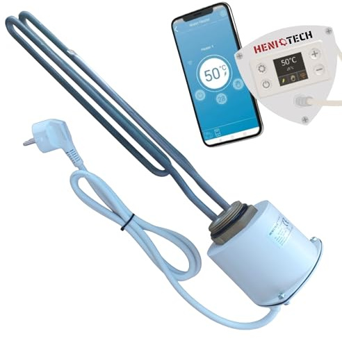 PAG Turbo GmbH - 1,5kW bis 3kW Smart Elektroheizstab Heizstab Heizpatrone für Boiler mit Thermostat - Wifi Steuerung - Elektronische Temperaturregelung mit Anzeige - Überhitzungsschutz (3kW - 5/4)