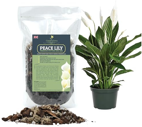 GardenNova's Expert Blend for Peace Lilies: Premium Organic Compost, Bark, Perlite, Charcoal, Sphagnum Ideal for Indoor Plants - [3-Liters Bag]