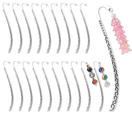 Dimeho 20 Stück Silber Metall Lesezeichen Vintage Stil Legierung Lesezeichen Haarnadelhaken Geschnitzte Bookmark für Perlen Lesezeichen DIY Handwerk Lehrer Schül Buchliebhaber Männer Frauen Liebhaber