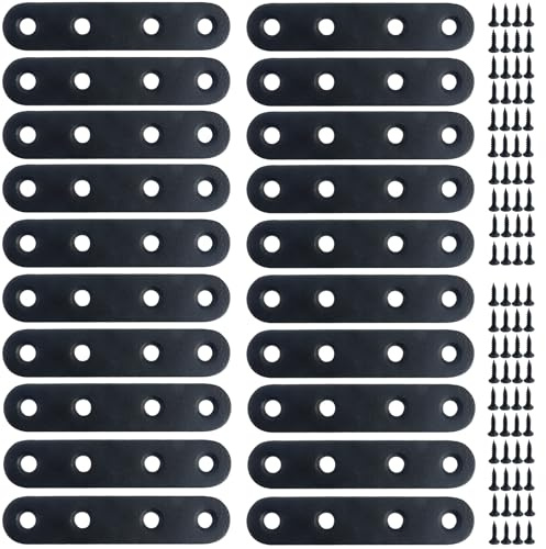Roellgs Set da 20 staffe piatte dritte in acciaio inox da 76 mm, per riparazioni, staffe di fissaggio e 80 viti autofilettanti
