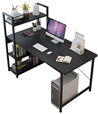Schreibtisch aus Massivholz, Desktop-Computertisch mit Bücherregal, moderner, einfacher Schreibtisch, PC-Laptop-Tisch, großer Spieltisch, Home-Office-Arbeitsplatz