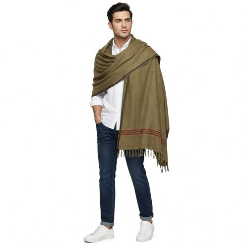 Men's Cashmere Shawl – Soft Scarf Wrap for Men, Gifts (Green Olive)