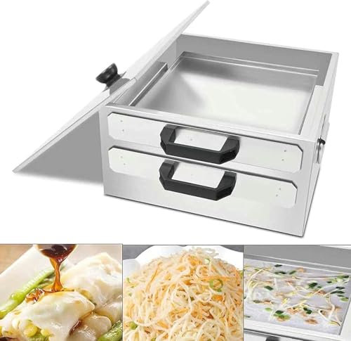 FLTRGO Vapor De Alimentación De Rollo De Arroz Chino, Máquina De Rollos De Fideos De Arroz Cantoneses, 2 Capa con Bandeja Adicional De Acero Inoxidable Vapor Vaporizador De Vapor Vaporizado ~/