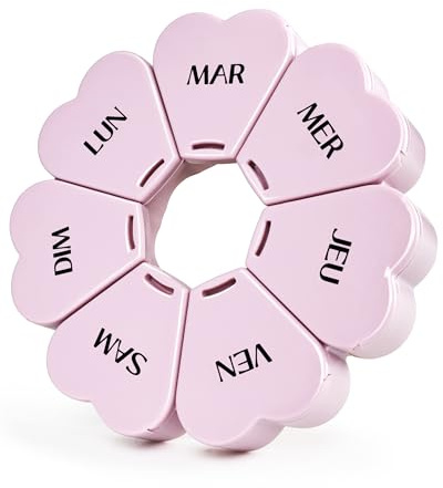 FHORAIN Wöchentliche Pillen-Organizer, niedlich, rund, große Fächer, tragbare 7 Tage Tablettenbox, Reiseetui für Vitamine, Nahrungsergänzungsmittel (Rose Opaque)