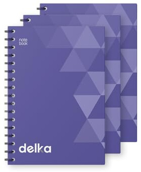 delka A5 trådbundna anteckningsböcker, linjerade sidor, hållbar spiralbindning, papper av högsta kvalitet för skola, kontor och anteckningar mångsidig (lila, 3-pack)