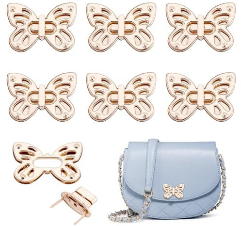 NBEADS 6 Pieza de Cierres Giratorios para Monedero con Forma de Mariposa, Cierre de Clip Giratorio para Billetera de Oro Claro, para Hacer Bolsos Y Carteras, 3.7x5.2x0.25cm
