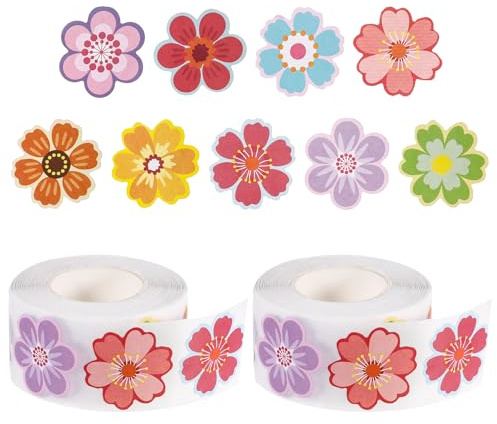 Dimeho 1000 Stück Bunte Schmetterlings und Blumenaufkleber Rollen Frühlingshafte Florale Papier Schmetterlingsdekorationen Selbstklebende Dekorative Aufkleber für Sammelalben Umschläge
