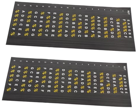 VICASKY 2 Bögen Selbstklebende Gitarrenaufkleber Griffbrett Notenplan Aufkleber für Folk und E-gitarren Langlebige Fingermarker zum Gitarrenspiel Lernen