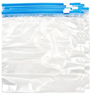 Sacchetti per alimenti con cerniera scorrevole, confezione da 15, riutilizzabili, adatti al congelatore e al microonde, 19 x 17 cm, richiudibili con chiusura a scorrimento facile