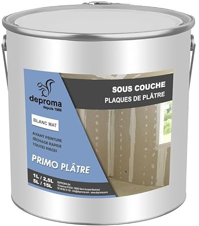DEPROMA Sous couche d'impregnation plaques de plâtre - Qualité professionnelle (2,5 Litres)