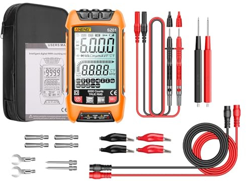 KMGUZRRWD Multimètre numérique Professionnel SZ01 6000 Points, testeur de capacité électrique, de Courant AC/DC, de Tension, Outils for électricien(SZ01 Orange Pro)