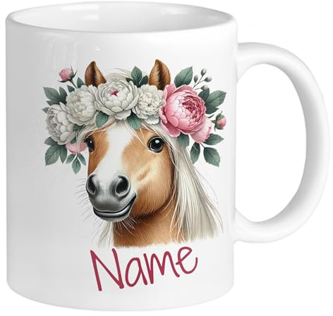GRAZDesign Personalisierte Tasse Pferd mit Namen Kinderbecher Kinder Mädchen