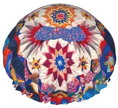 Retro Flowwer Wiederverwendbare Duschhaube für Frauen, doppelte wasserdichte Schichten Badehut, Haarbehandlung Essentials