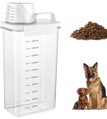 Dispensadores Herméticos, Contenedor de Arroz PortáTil, con Vaso Medidor, Recipientes Herméticos para Comida para Perros, Contenedor PequeñO de Almacenamiento de Arroz, Comida para Mascotas(2300ML)
