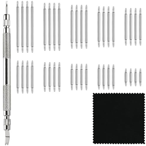 JAXICREY 41 Stück Uhrenarmband Stifte, Uhrenwerkzeug Uhrmacherwerkzeug Set Profi Federstegwerkzeug Uhr Reparatur Werkzeug Uhrenarmband Kürzen Uhrwerkzeug Federstege Uhrenstifte 8-26mm Ersatzteile