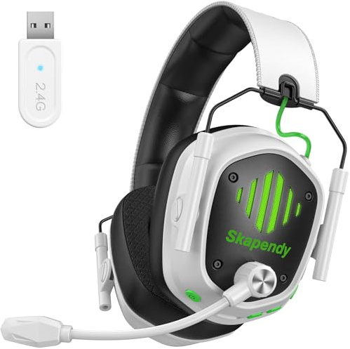 Skapendy VK81 Wireless Gaming Headset für PS5, PS4, PC, Mac, Mobile, 2.4GHz &5.4 Bluetooth Gaming Kopfhörer Mit Noise Cancelling Mikrofon, 20ms Latenz, 3D Surround Sound, LED Licht, 50Hrs -Schwarz