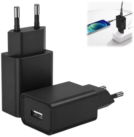 2 Piezas Cargador 5V 2A USB 10W, Enchufe Cargador USB con Puerto USB-A, Adaptador Enchufe USB De Pared para Teléfonos Móviles, Tabletas, Auriculares, Luces LED Y Dispositivos USB, Negro
