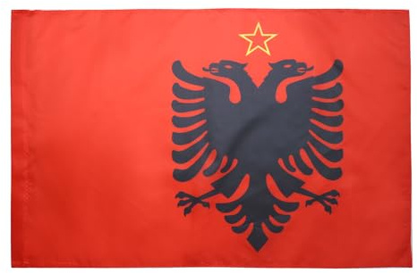 AZ FLAG Flagge Socialistiske Folkerepublik Albanien 1946-1992 150x90 cm | Für innen und außen Albanische dekorative Flagge doppelte Nähte und verstärkte Kanten mit Masttunnel 100D Polyester