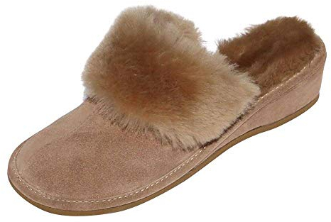 Hollert Damen Lammfell Hausschuhe MAROKKO BEIGE Pantoffeln 100% Merino Schaffell Echtleder Schuhgröße EUR 39