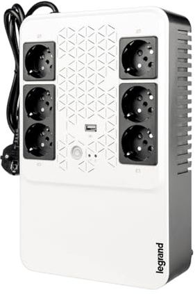 LEGRAND | UPS Keor Multiplug 800 FR, Onduleur Monophasé Avec 6 Prises, Protection Contre Les Surtensions, Autonomie De 10 À 15 Minutes