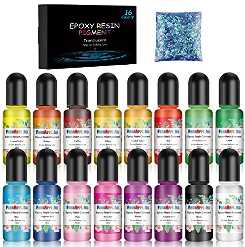 FansArriche Epoxidharz Farbe - 16 Farben Flüssiger Epoxidharz Pigment Farbstoff für Epoxy Resin Kunst
