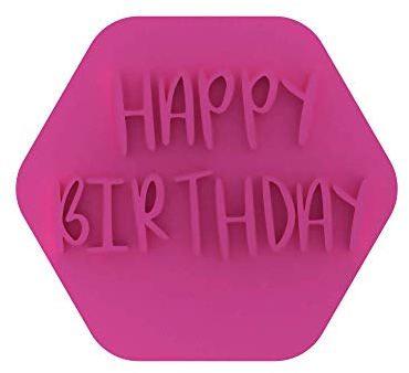 LissieLou Happy Birthday Cookie Stamp Icing Fondant Embosser in Sunny Font for Birthday Celebrations
