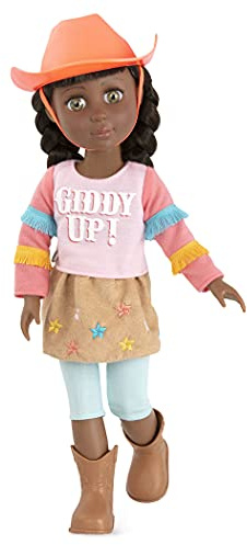 Glitter Girls Jolie, bewegliche 36-cm-Puppe mit Reitoutfit | Bewegliche 36-cm-Puppe Jolie mit braunen Haaren, Reitoutfit, Hut und Stiefeln zum Umziehen, Bewegliche Spielpuppe, 3+ Jahre