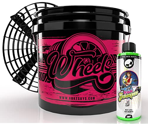 Nuke Guys professionelles Auto Waschset für die optimale Handwäsche: Basis Motorrad & Felgenset mit Nuke Guys Wheels Bucket 3,5GAL, Thick Shampoo 500ml Konzentrat + Grit Guard Einsatz