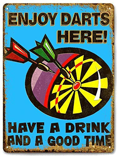 30,5 x 20,3 cm Dartscheibe aus Metall mit Aufschrift Drinks Vintage Bar Pub Man Cave Wanddekoration