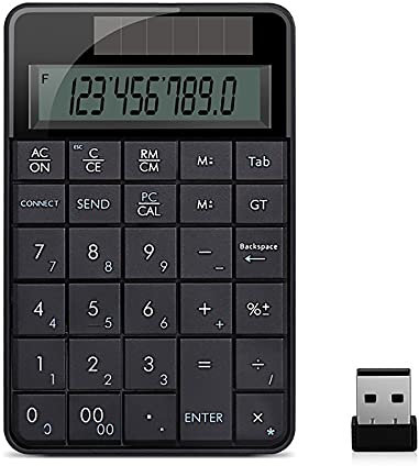 Raopuzi Mini 2.4G Clavier Pavé Numérique USB sans Fil 2 en 1 Clavier Numérique de 29 Clés et Calculatrice avec l'Affichage à Cristaux Liquides