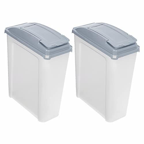 JMS we create smile (Set of 2)- 25L Litre Plastic Indoor/Outdoor Slimline Bin/Waste Bin/Rubbish bin | Storage Bin Dustbin with Flap Lid For Home Kitchen Office Use - Made in UK (Clear)