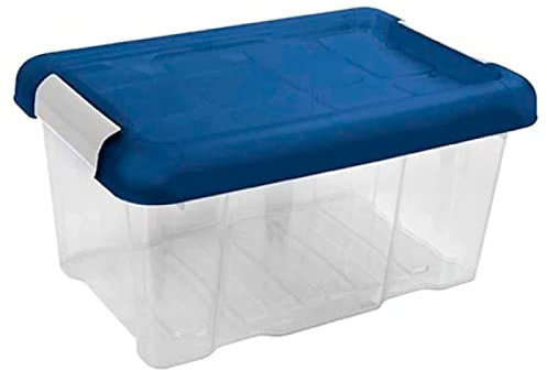 Acan Tradineur - Caja de ordenación de plástico - N.º 10 - Transparente con Tapa Azul - Modelo HG - Capacidad 5 litros - Dimensiones Aprox.: 19 x 30 x 14,5 cm.