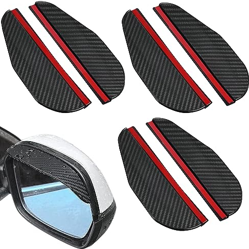 3 Paires RéTroviseur De Voiture Anti-Pluie Sourcils, Pare-Soleil De RéTroviseur, Rétroviseur Pare-Pluie, Universel En Fibre De Carbone Couverture De Pluie, Pour Plupart Des Voitures Camions (Noir)