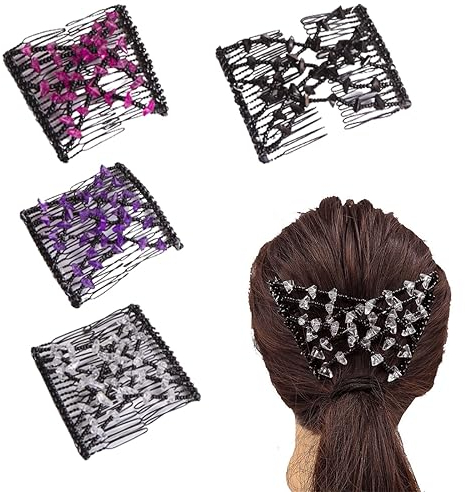 ZKSXOA haarkamm elastisch perlen,haarspange dehnbar,4 Stücke Perlen Haarkämme Magie Elastische, Kamm Doppel Clips für Damen Mädchen Haarschmuck