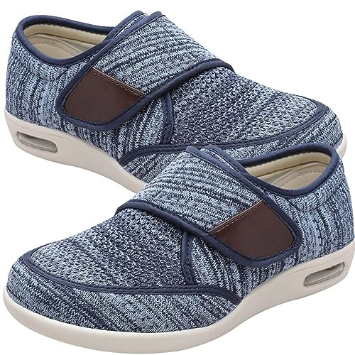 Scarpe Piedi Gonfi Donna Scarpe Terapeutiche per Diabetici da Uomo Piatte comode Sportive per L'artrite del Piede Extra Largo Scarpe Anziane con Cuscino d'Aria in Memory Foam (Color : Light Blue, Si