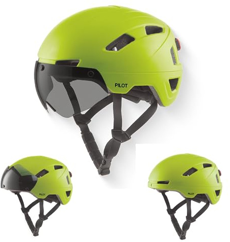 GOOFF® PILOT 3-i-1 hastighets pedelec-hjälm med avtagbart visir – matt grå – lätt snorcykelhjälm – Nta-certifierad – lämplig mustascher – för män och kvinnor (fluorescerande gul, XL)