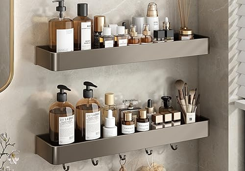 Bathroom Shelf washbasin Toilet Balcony Storage, Double Layer 50cm (Single Layer + with Hook)