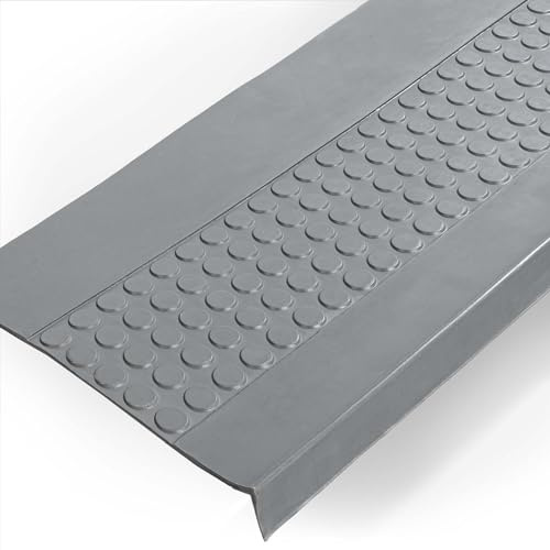 ANRO StufenMatten mit Noppen Gummi außen/innen TreppenstufenMatten mit Noppen rutschfest Treppenstufen Matten mit Noppen Grau 75x30x4cm