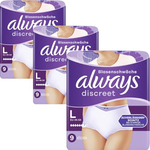 Discreet Inkontinenz Höschen Gr. L Pads Damenbinden 9 STÜCK x 3 Packungen