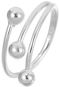 Petites bagues de doigt enveloppantes avec boules pour femmes et filles en argent sterling 925 avec perles réglables empilables ouvertes confortables bagues mignonnes bijoux d'anniversaire cadeaux,