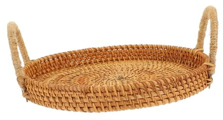 Alipis Woven Bread Basket Handgefertigter Runder Snackkorb Mit Zwei Griffen Für Brot Snacks Und Dekoration Natürlicher Rattan Look Für Zuhause Und Picknick