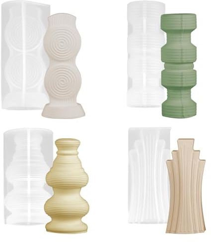 Juego de 4 moldes de silicona para velas, moldes de velas cúbicas para fundición, 4 estilos de moldes de velas, moldes de silicona para hacer velas, aromaterapia, artículos de artesanía