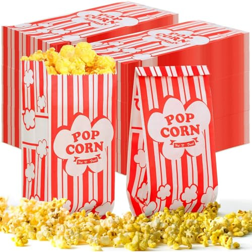 Popcorn påsar, 200 stycken popcorn påsar liten popcorn box godispåsar papperspåsar festpåse popcorn maskiner tillbehör för fest, familjefest, födelsedagsfirande, jul (200)