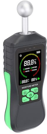 Sphärisches Feuchtigkeitsmessgerät, Induktions-Wassermessgerät mit Farb LCD und Tonaufforderung, Wassergehaltsdetektor für Wände, Holz, Mauerwerk, Beton, Putz
