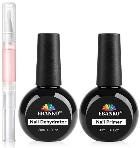 EBANKU Set de deshidratador de uñas y aceite para el cuidado de las uñas, base profesional para uñas y preparación de uñas, deshidratación, secado rápido al aire, manicura para esmalte de gel y polvo