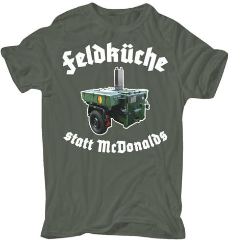 EWDrtuiTG T-Shirt Field Kitchen GDR NVA Goulash Cannon S to 3XL ossi Special Trailer Construction Green XL