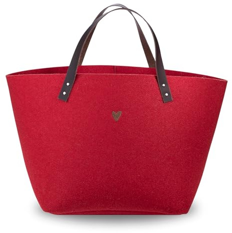 kontor28® - Filztasche Shopper MADE IN GERMANY | Einkaufstasche Filz mit 30L Füllvolumen und Henkeln aus Leder | Filz Einkaufstasche aus Upcyling PET-Filz, nachhaltig und handgenäht