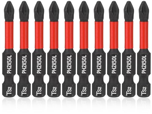 screwdriver set,10Pcs PH2X50L Magnetic Impact Screwdriver Bits, 2-inch/50mm long cross head screwdriver set, S2 steel impact knife cross head drill set
